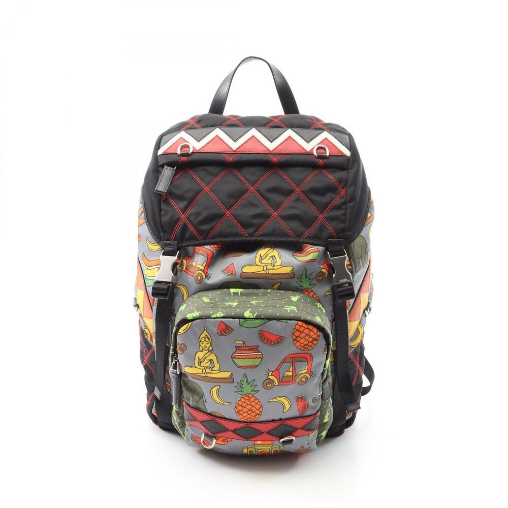 Prada Tessuto Patch Backpack Saffiano Leather Bla… - image 1